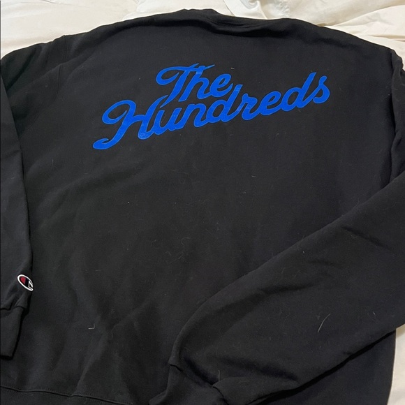 The Hundreds Black Sweatshirt with Blue Script Logo front and back size XL